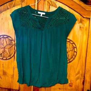 Pale Sky green women’s top. Beautiful design on top.